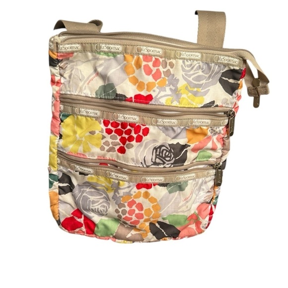 LeSportsac 3 Zip Crossbody bright Floral Nylon Swingpack - Picture 1 of 7